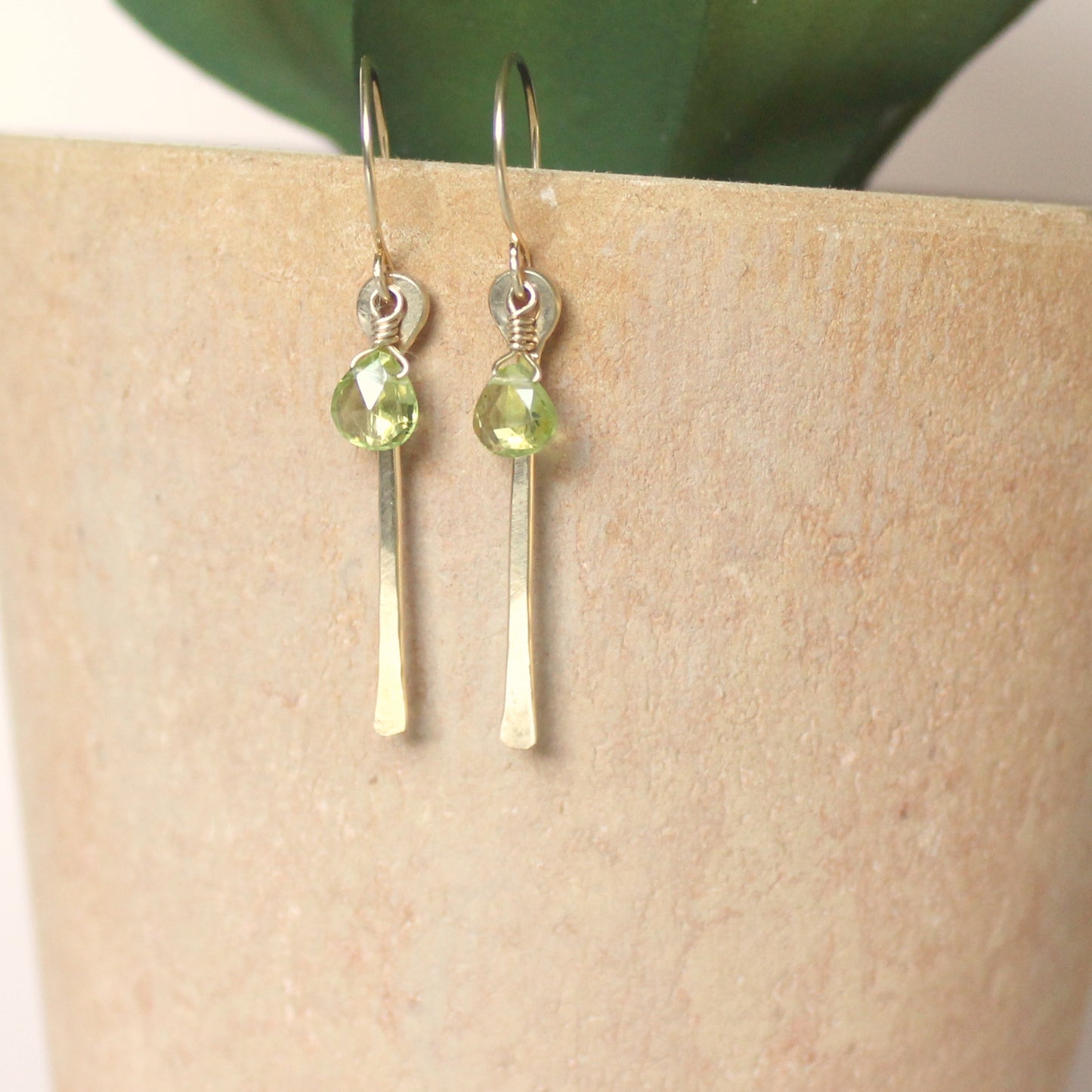 Straight Earrings w/ Drop Stone