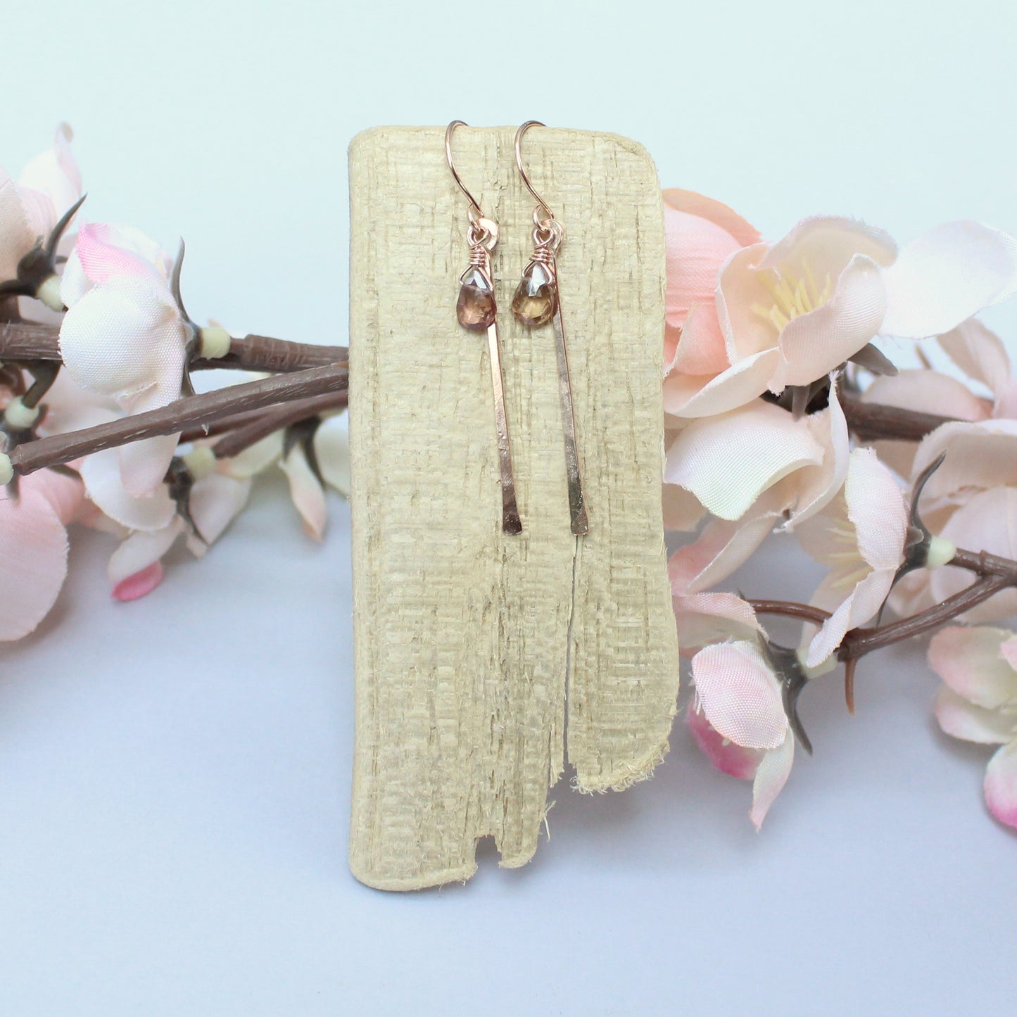 Straight Earrings w/ Drop Stone